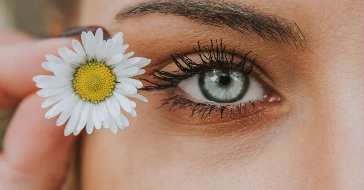 eye with flower closeup