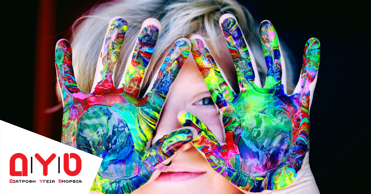 happy kid color hands